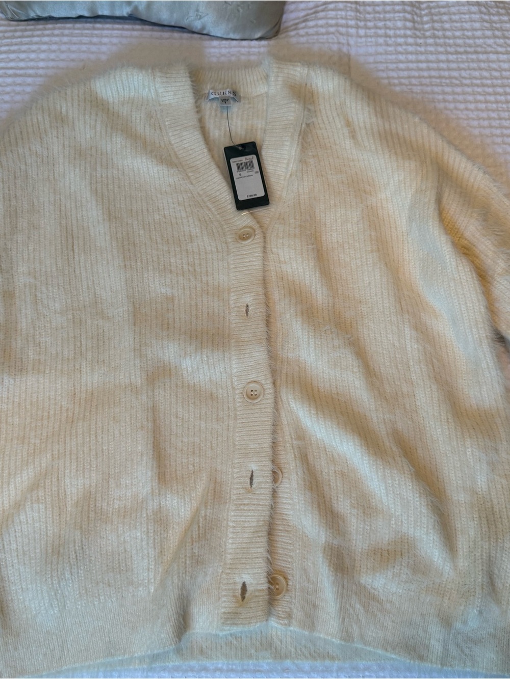 Guess Cream Button-Front V-Neck Cardigan Sweater
